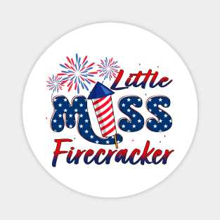 Little Miss Firecracker 4th Of July American Flag Little Miss America Magnet